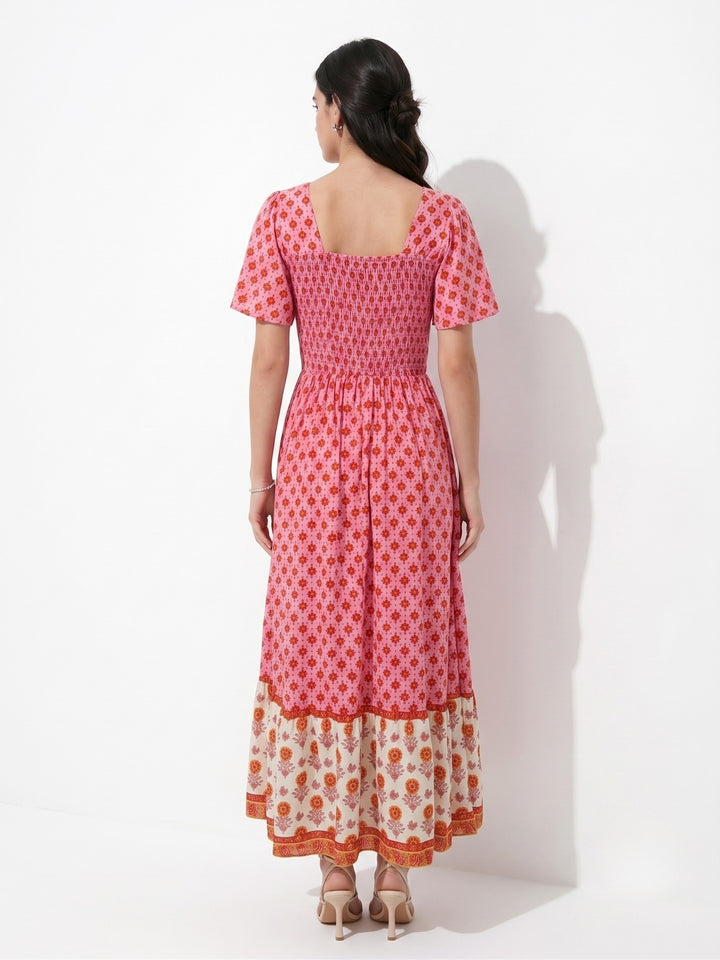 Pink Dual Print Block Dress