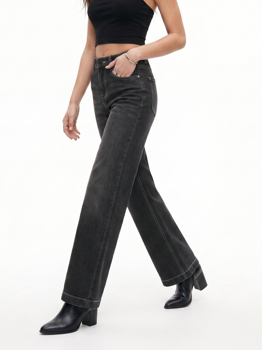 Black High Waist Wide Leg Jeans