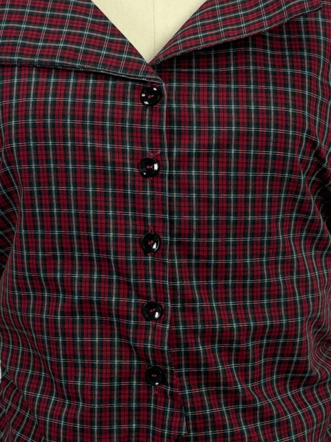 Wine Checkered Fitted Button Down Shirt With Back Belt Detail