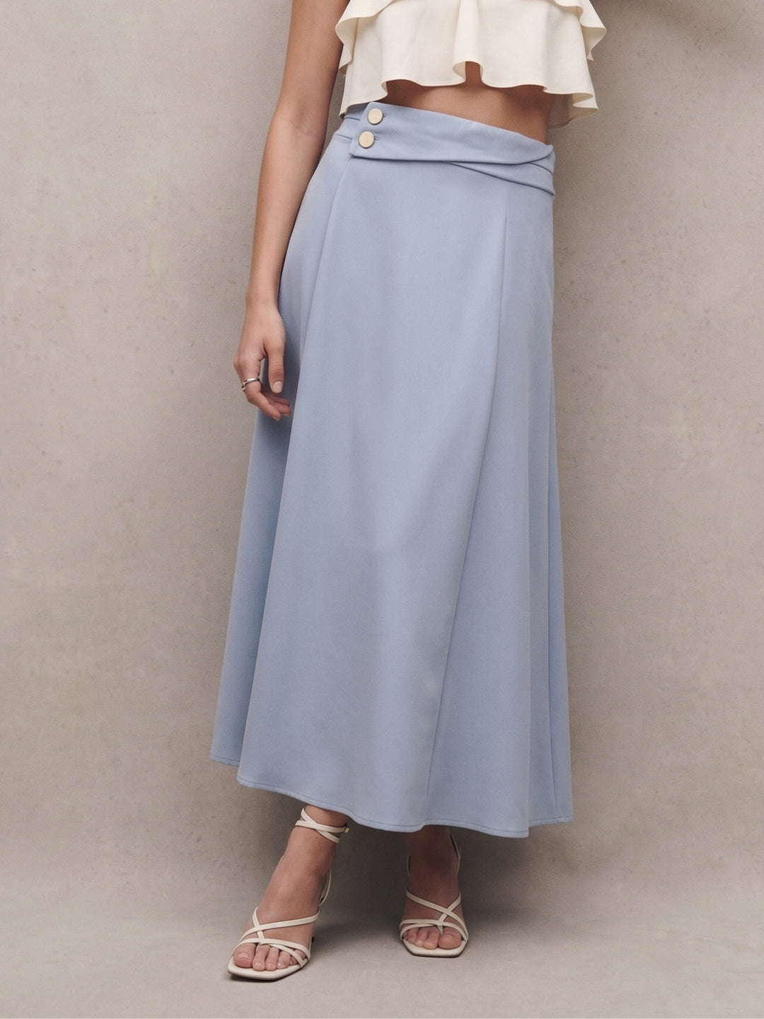 Light Blue High Waist Flared Skirts