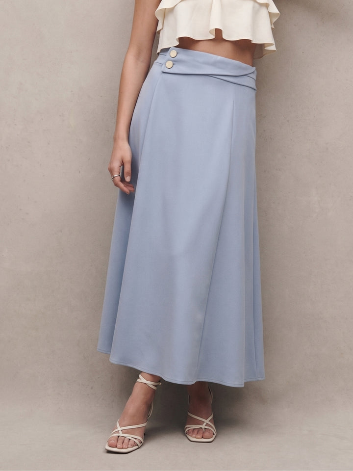 Light Blue High Waist Flared Skirts