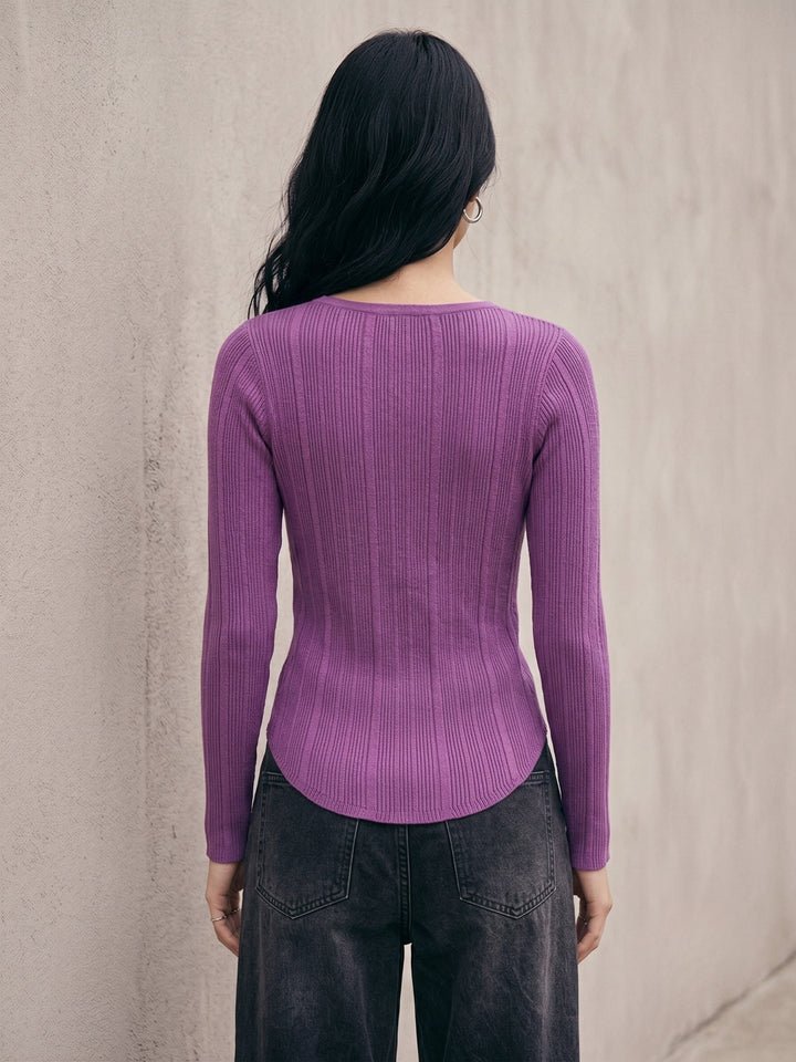 Purple Button Down Cardigan Styled Top