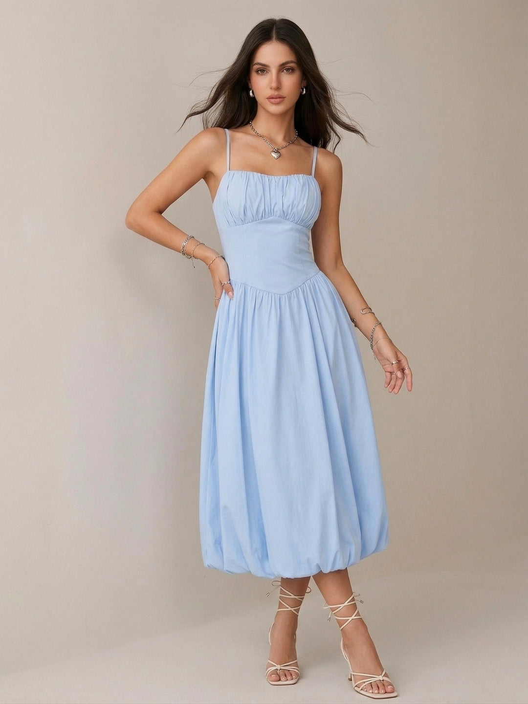Blue Spaghetti Strap Corset Style Dress
