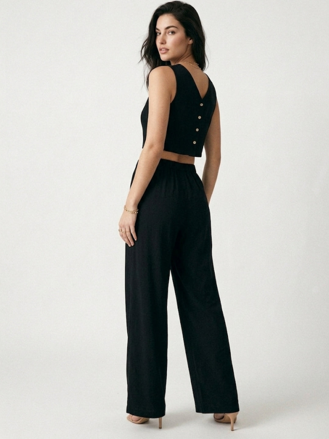 Black Sleeveless Top And Pant Set