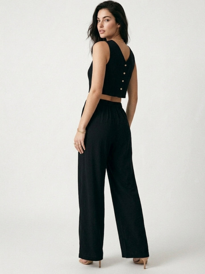 Black Sleeveless Top And Pant Set