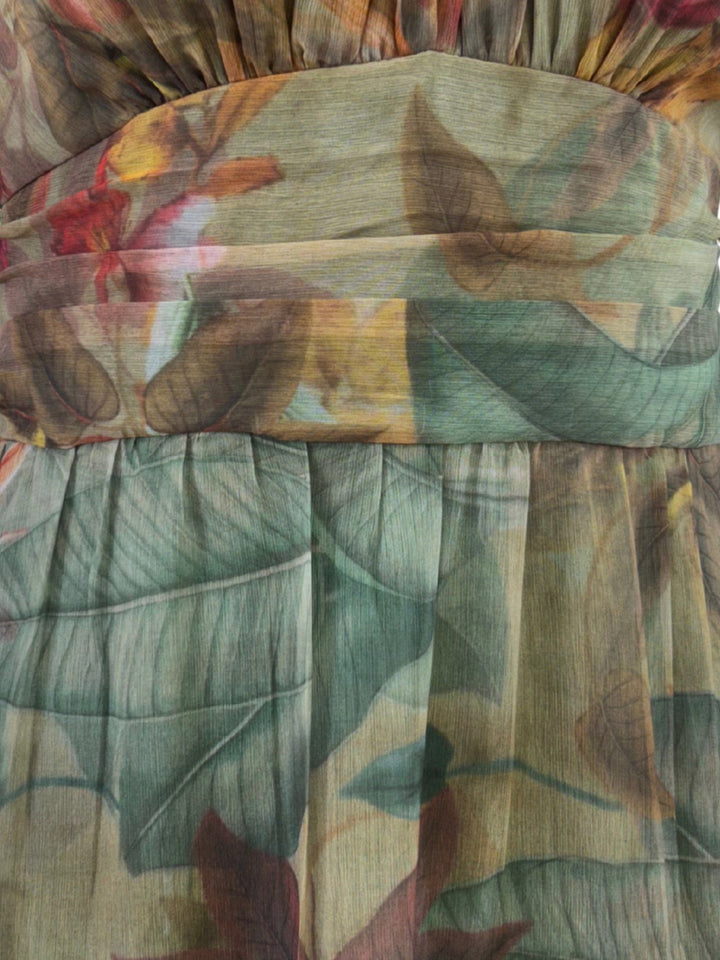 Green Printed  halter-neck maxi dress
