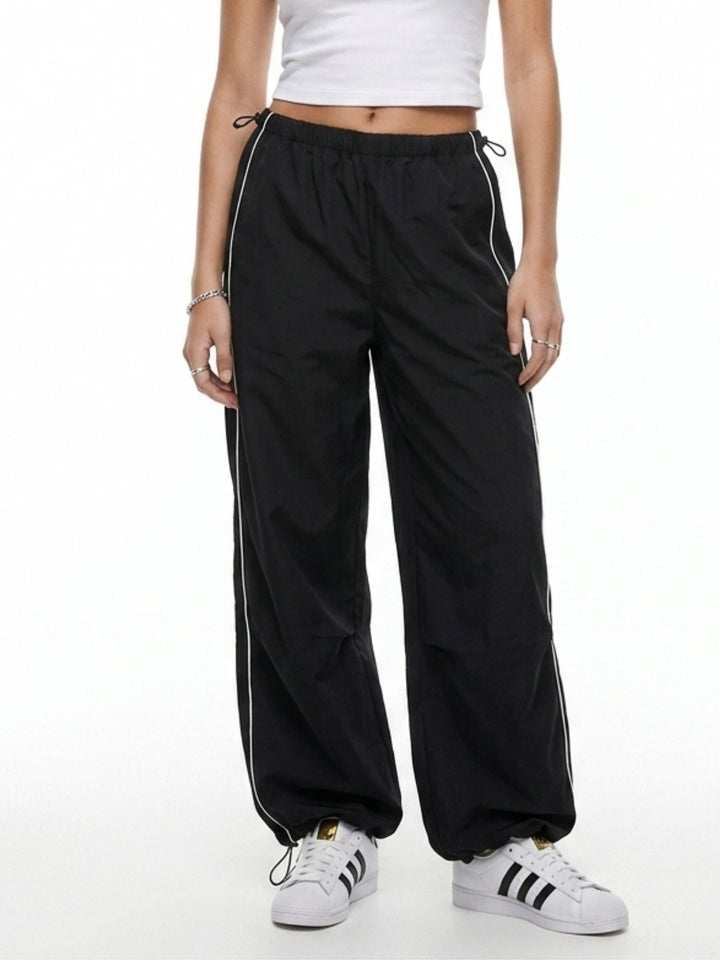 Black Colour Blocked Wide Leg Pant