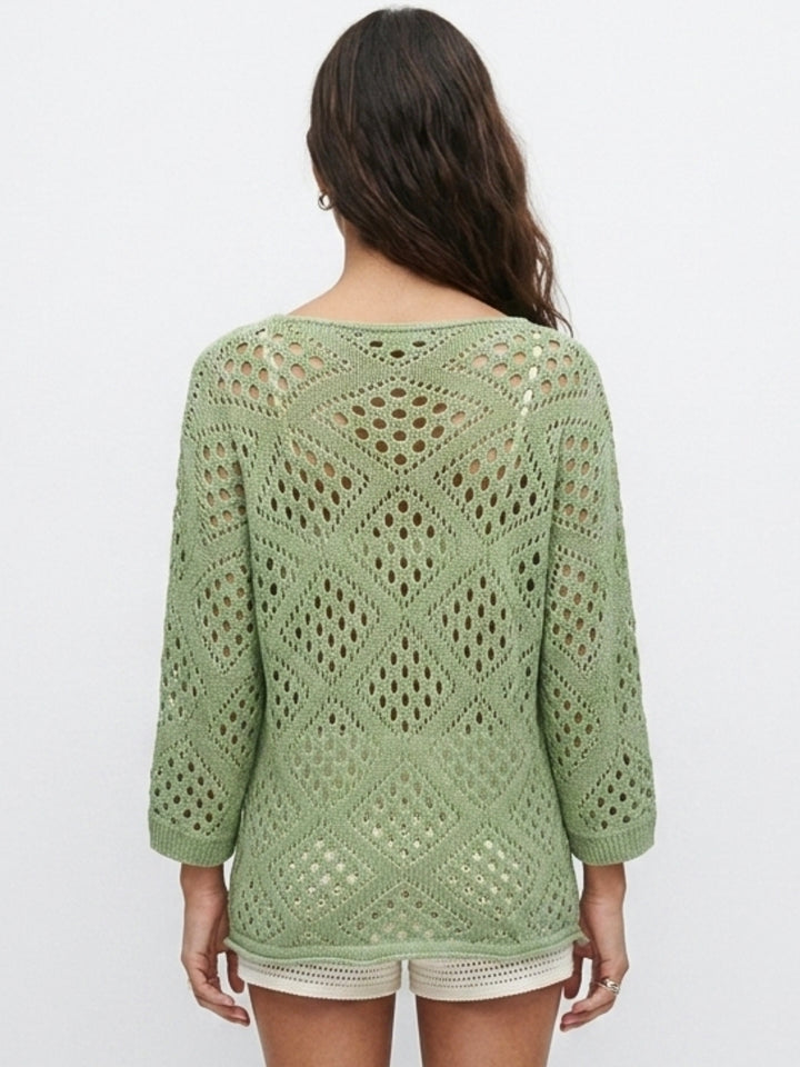 Green Relaxed Crochet Top