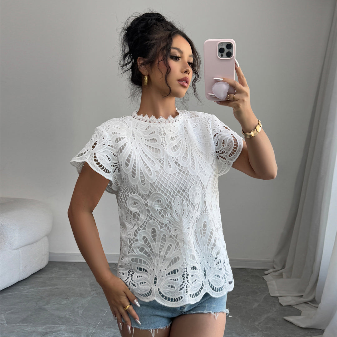 White Cap Sleeved Lace Top