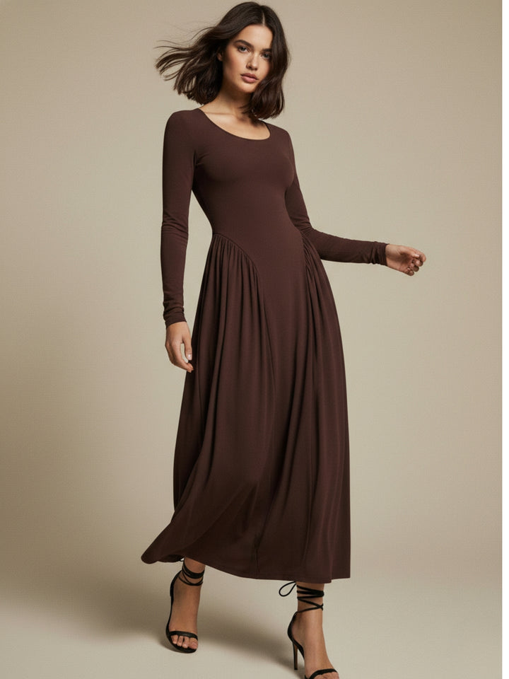 Brown Full Sleeve Victorian Corset Style Dress
