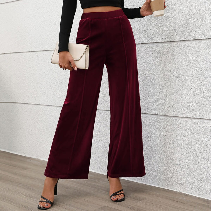 Maroon Velvet Wide Pants