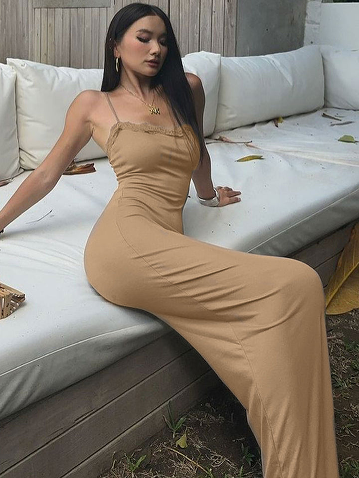 Brown Solid Strappy Dress