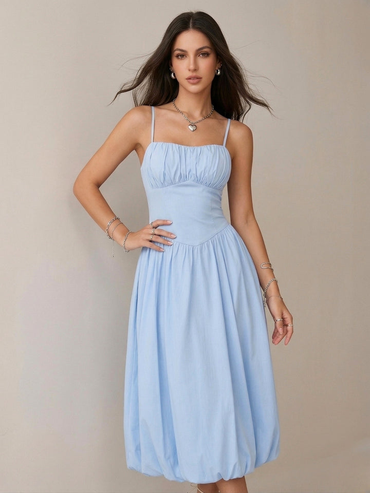 Blue Spaghetti Strap Corset Style Dress