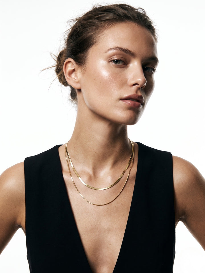 Gold Layered Plain Chain Necklace
