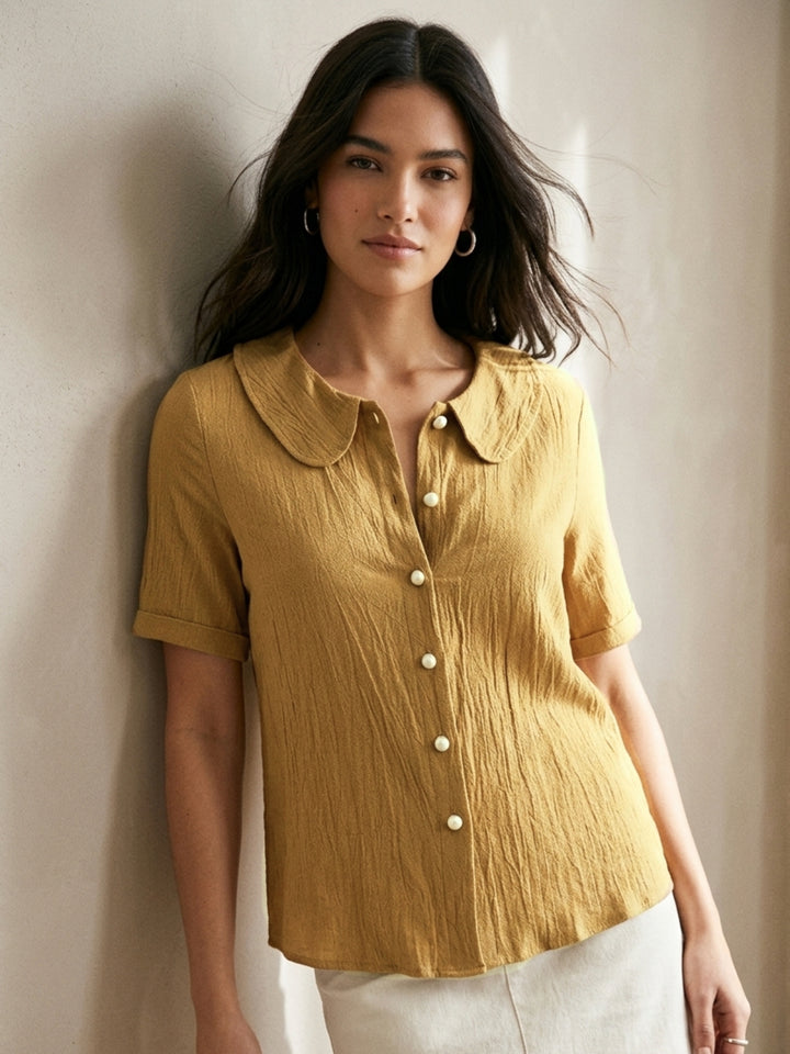 Beige Peterpan Collared Blouse