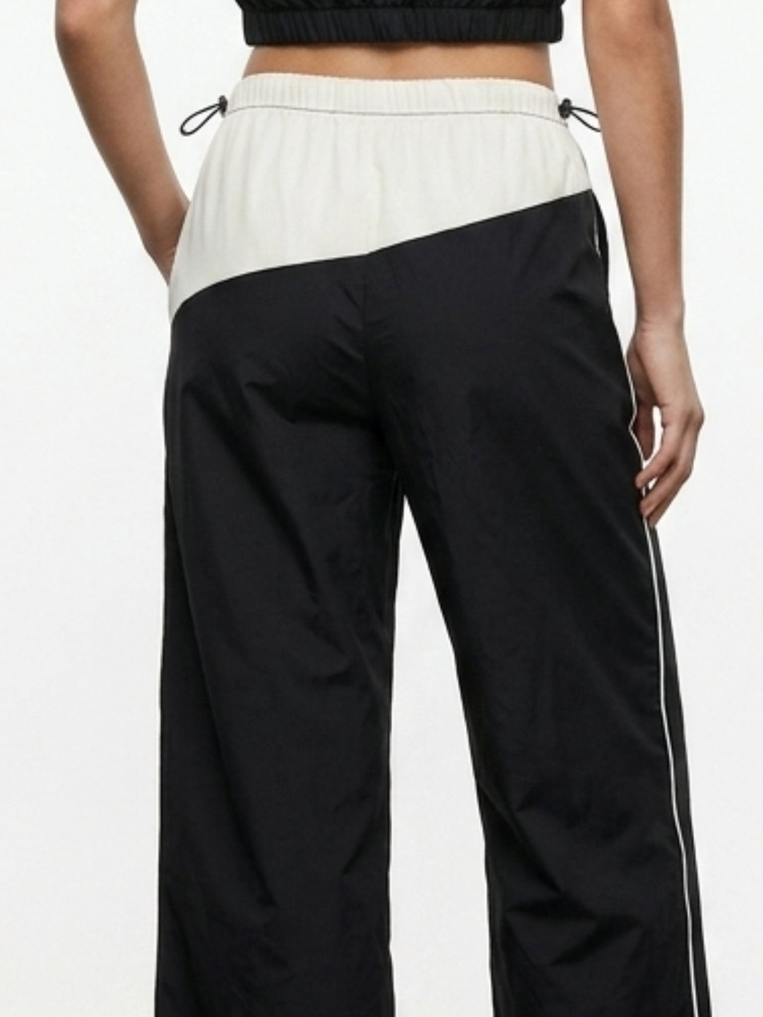 Black Colour Blocked Wide Leg Pant