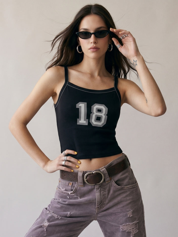 Black Graphic Printed Cami
