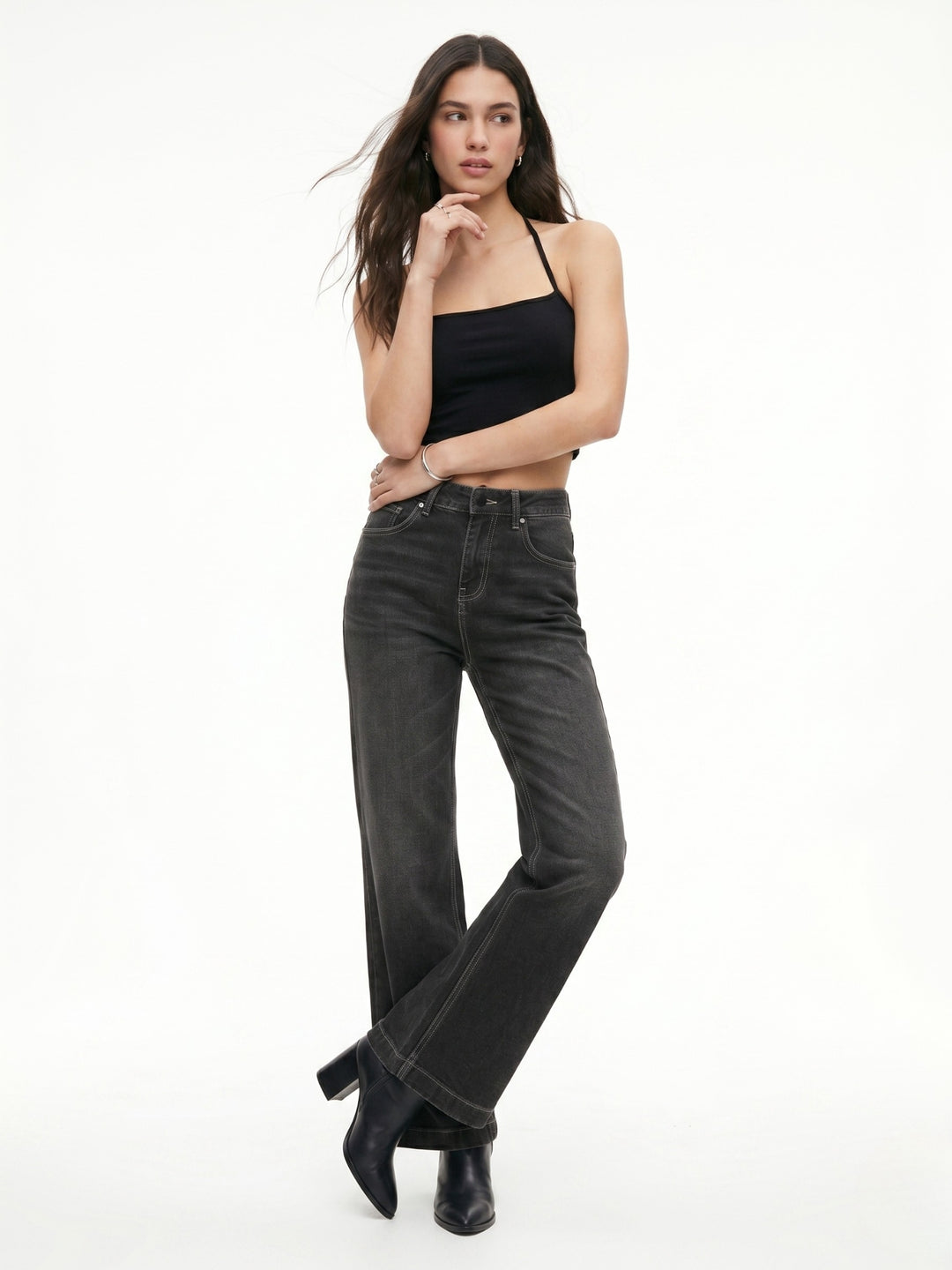 Black High Waist Wide Leg Jeans