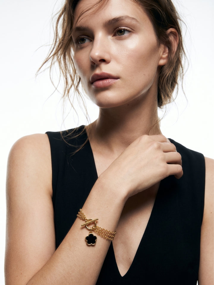 Gold Floral Chain Bracelets