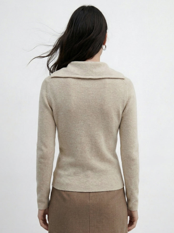Cream Full Sleeve V Neck Tie Up Top