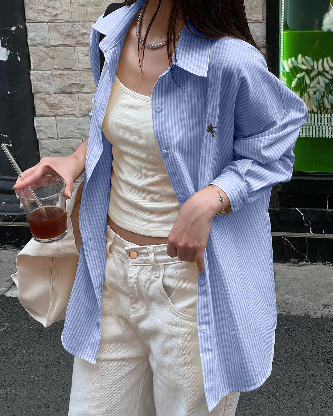 Blue Full Sleeve Striped Button Down Collared Shirt