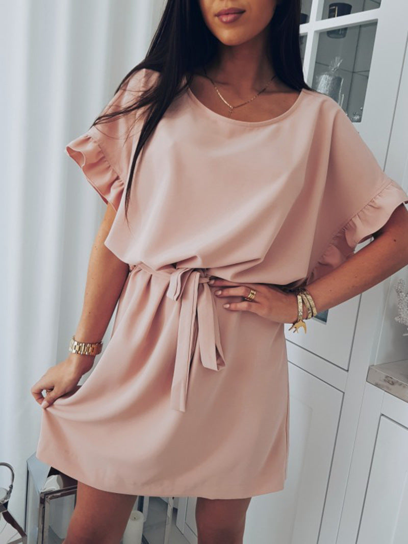 Pink Scoop Neck Flowy Dress