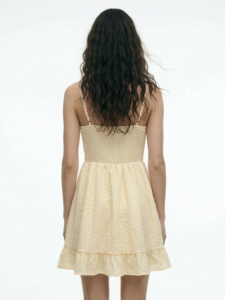 Yellow Spaghetti Strap Waist Detail Dress