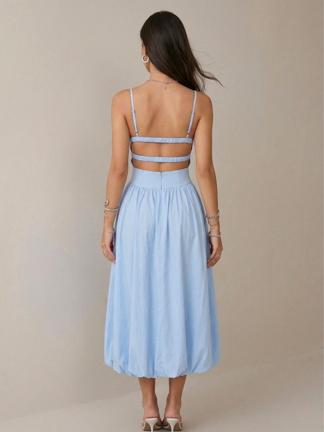 Blue Spaghetti Strap Corset Style Dress