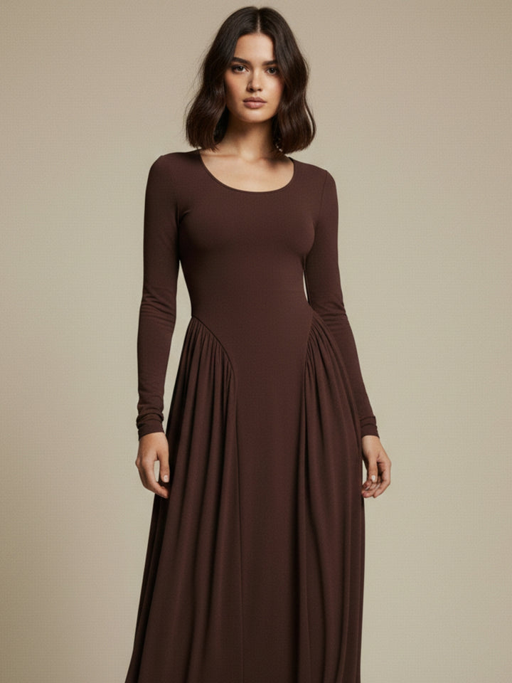Brown Full Sleeve Victorian Corset Style Dress