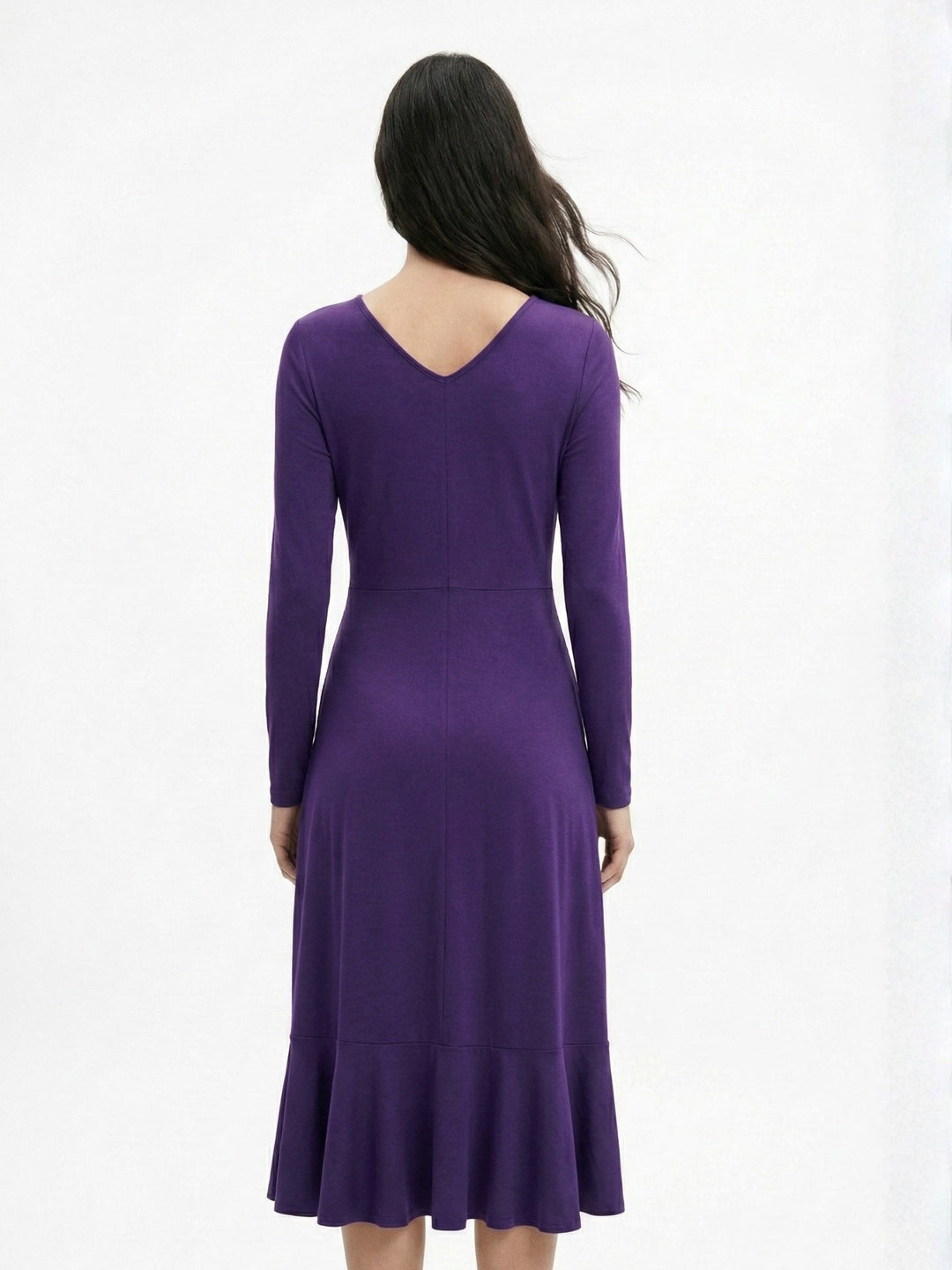 Purple Full Sleeve Slit Dress