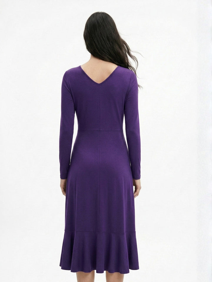 Purple Full Sleeve Slit Dress
