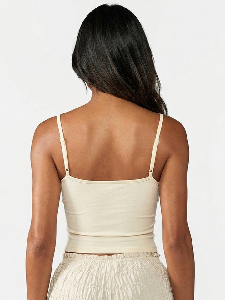 Off White Floral Printed Fitted Camisole