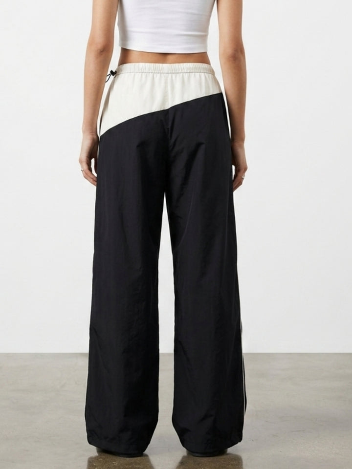 Black Colour Blocked Wide Leg Pant