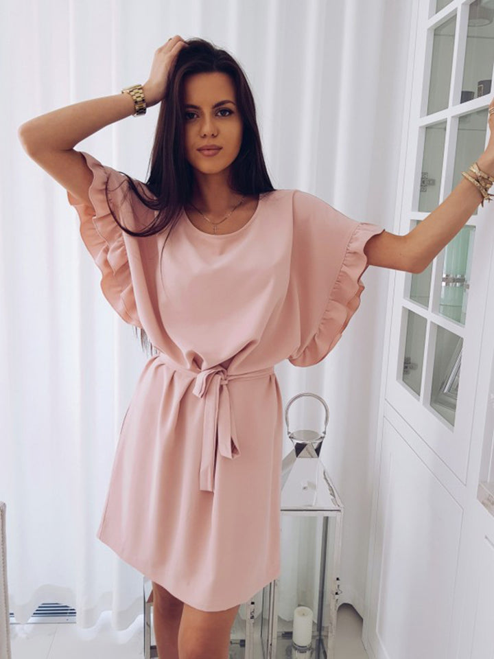 Pink Scoop Neck Flowy Dress