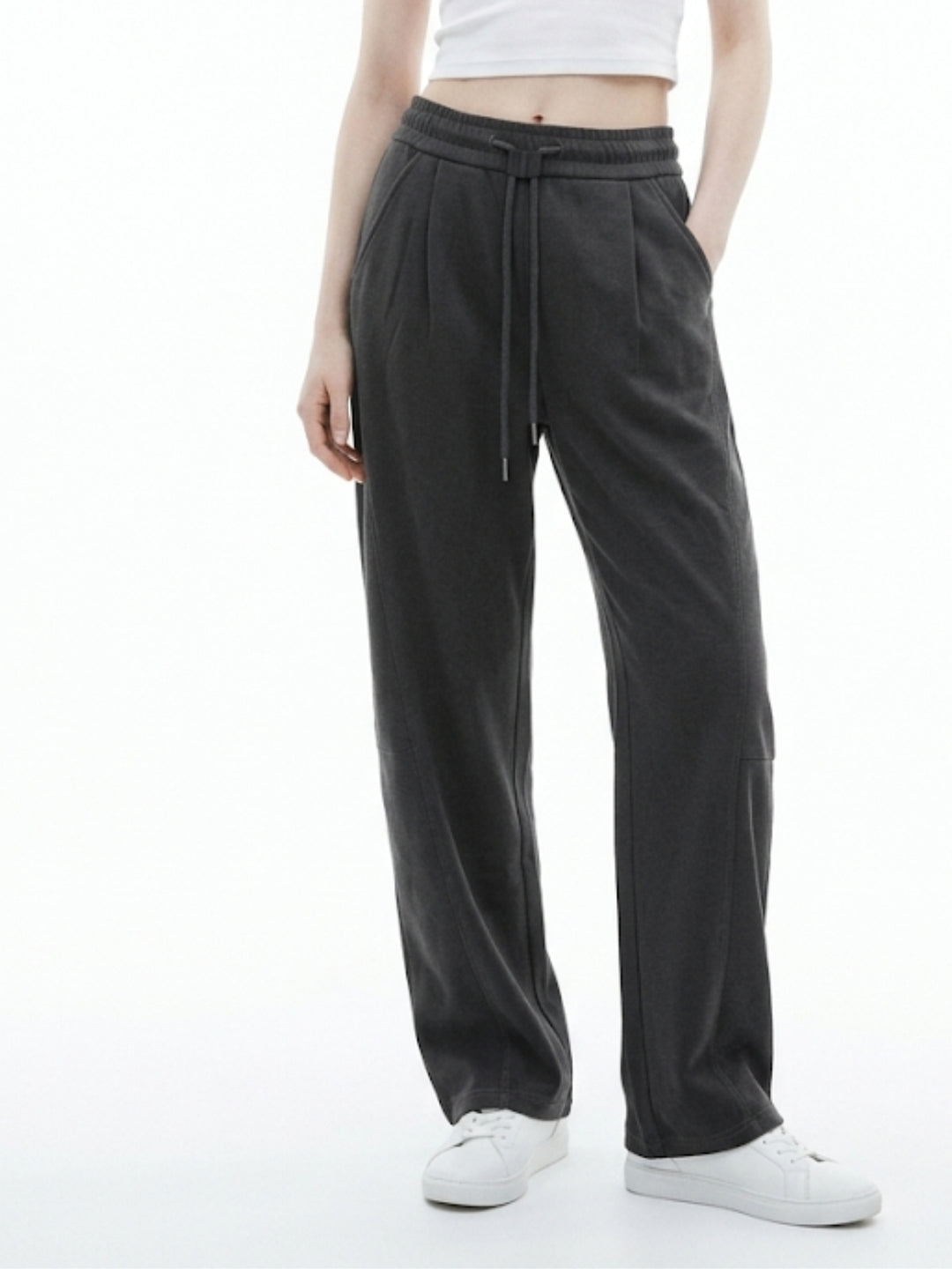 Charcoal High Waist  Wide Leg Pant