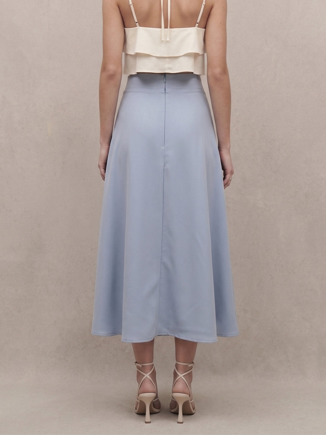 Light Blue High Waist Flared Skirts