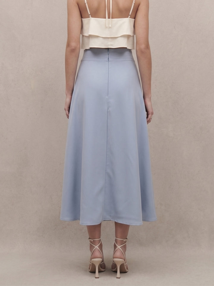 Light Blue High Waist Flared Skirts