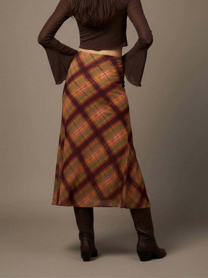 Multi High Waist Plaid Skirt