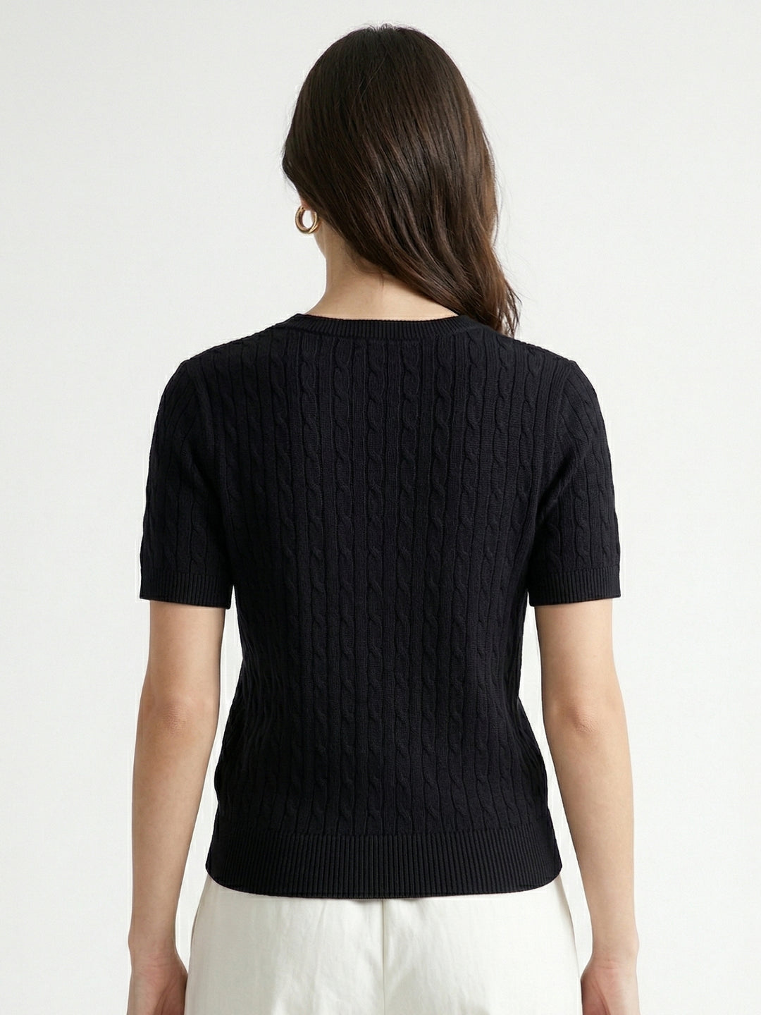 Black Short Sleeve Crew Neck Top