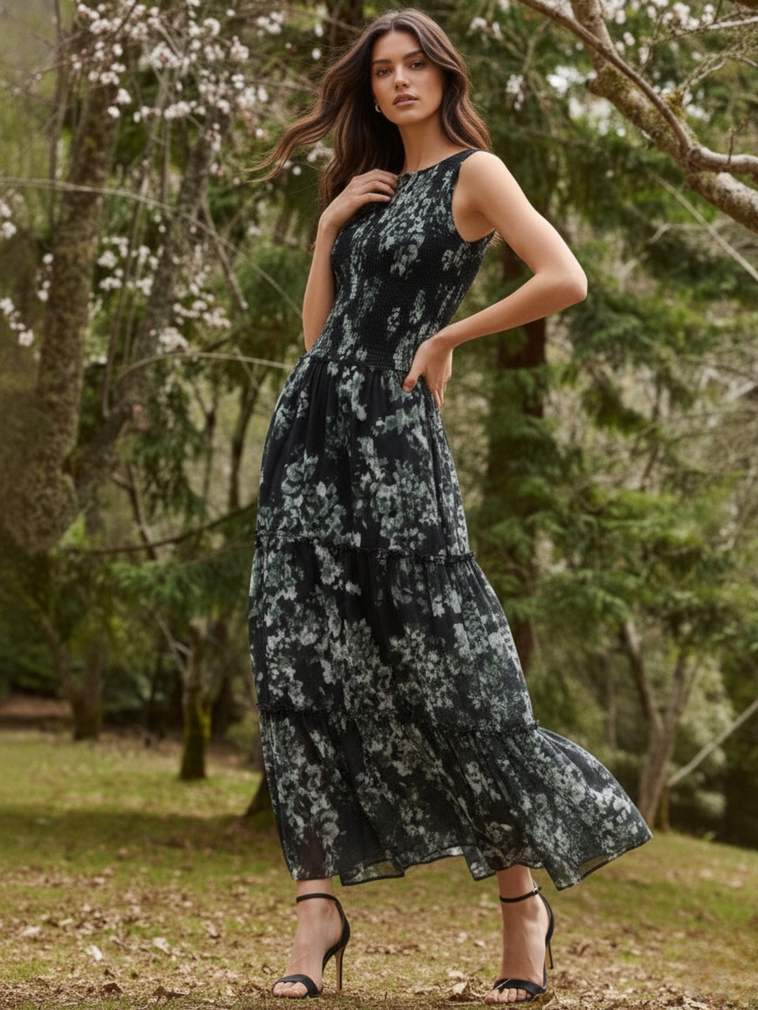 Blue Printed maxi dress