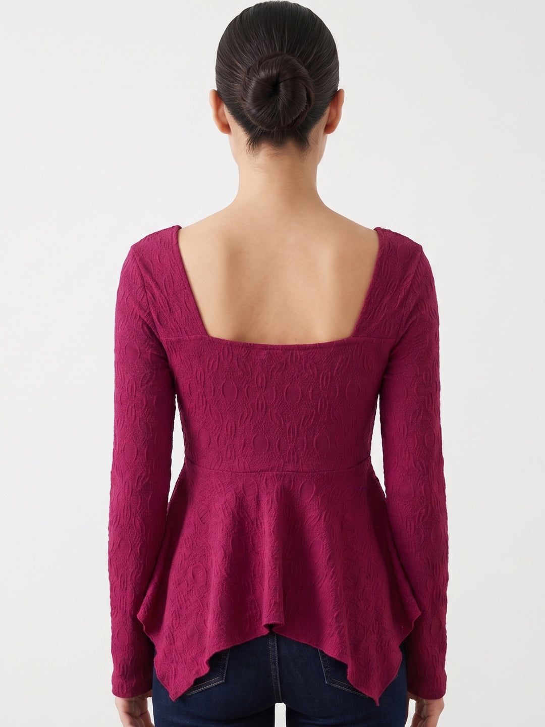 Maroon Full Sleeve Front Tie-Up Top