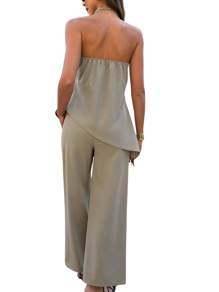 Grey Sleeveless Top And Pant Set
