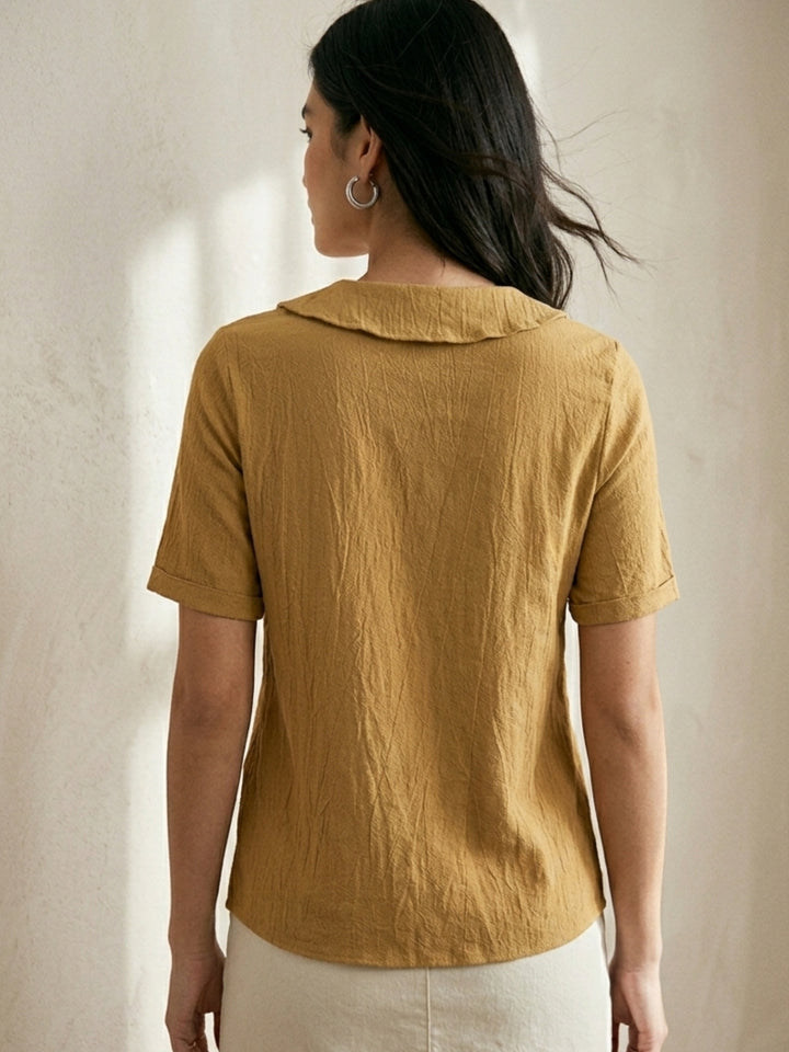 Beige Peterpan Collared Blouse