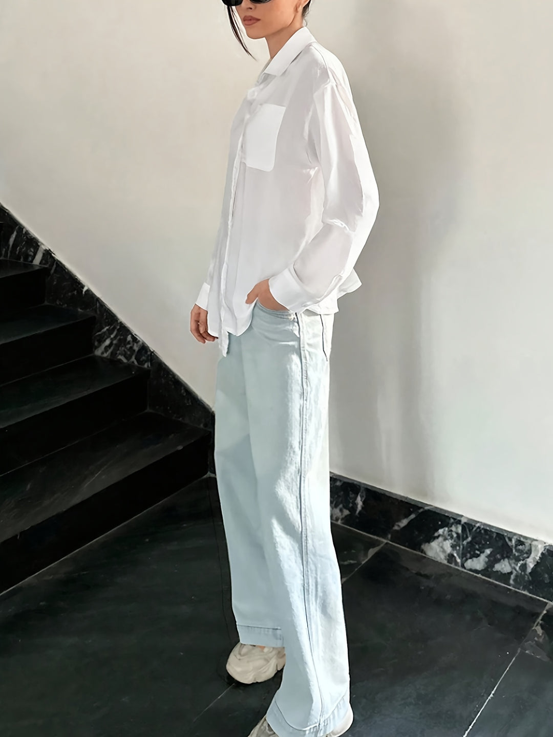 White Solid Sheer Shirt