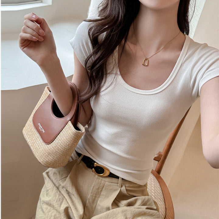 White Scoop Neck Solid T-Shirt