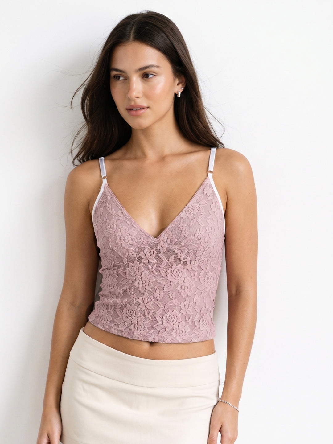 Pink Floral Lace Camisole