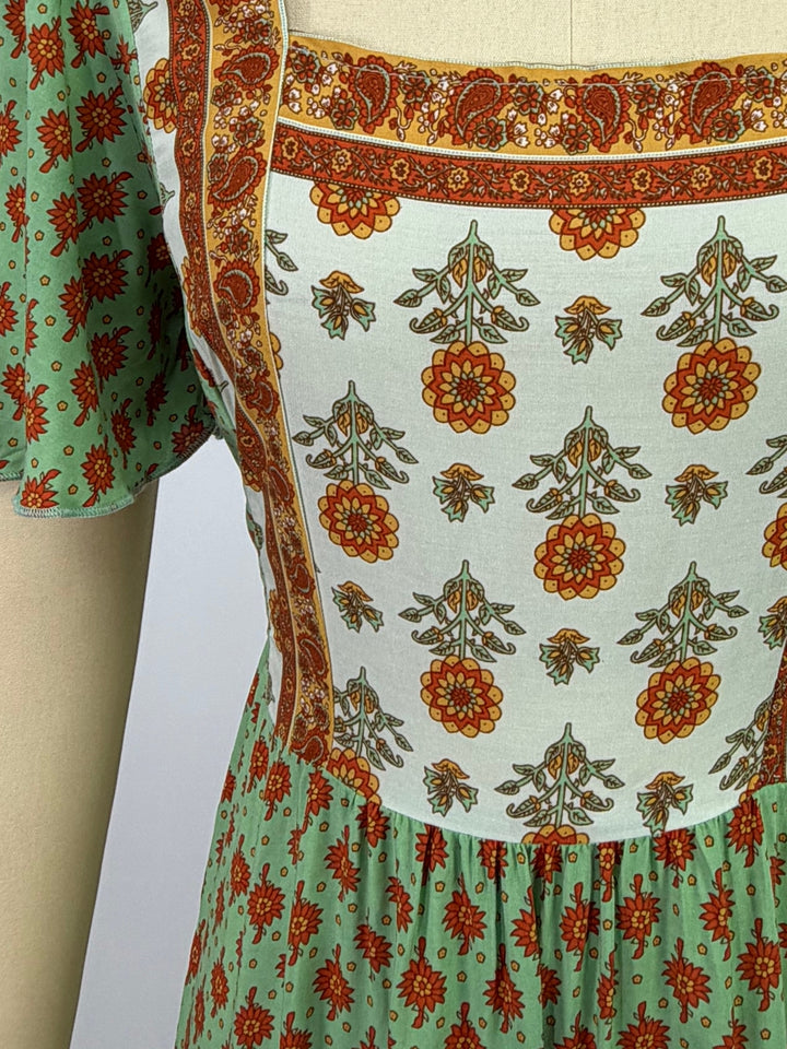 Green Dual Print Block Dress