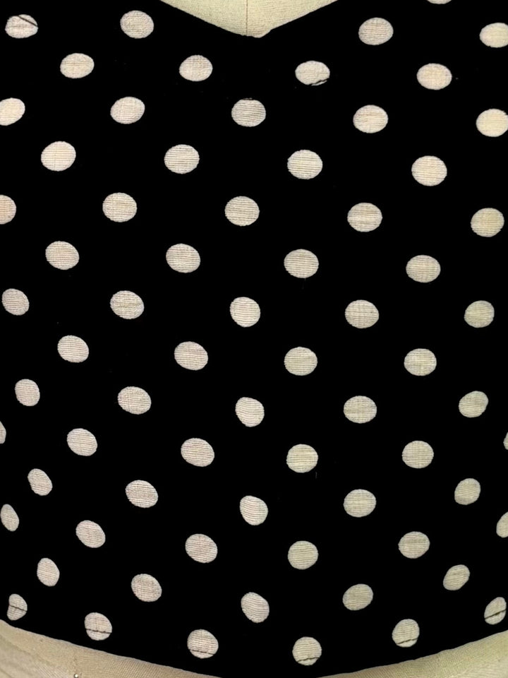 Black Sweetheart Neck Polka Dotted Back Tie Up Blouse