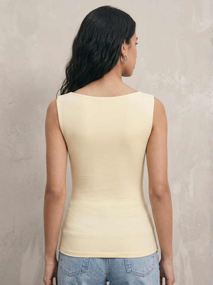 Yellow Sleeveless Sweetheart Neck Top