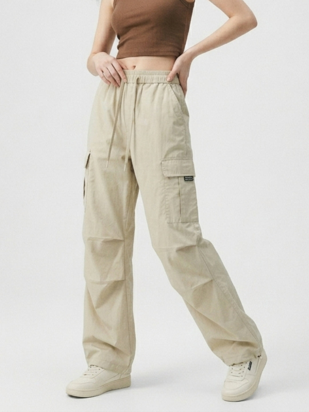 Cream Pin Tuck Sweatpants